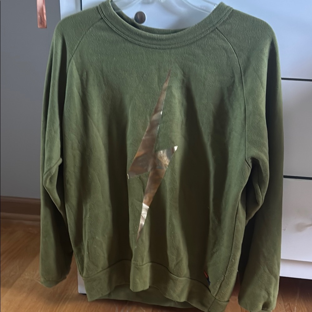 Aviator Nation Army Green Lightning Bolt Crewneck